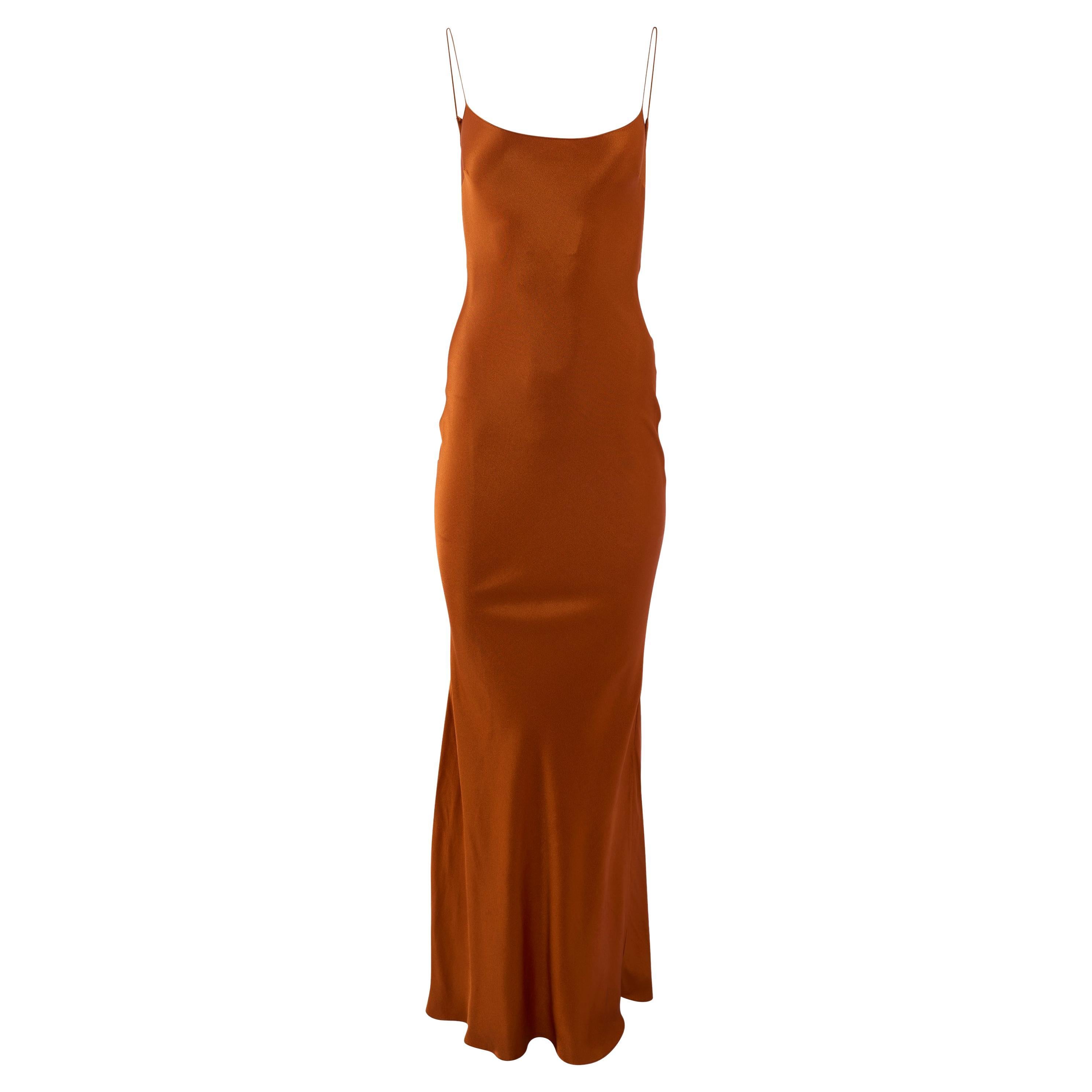 Vintage John Galliano F/W 1999 Orangefarbenes Seidenkleid