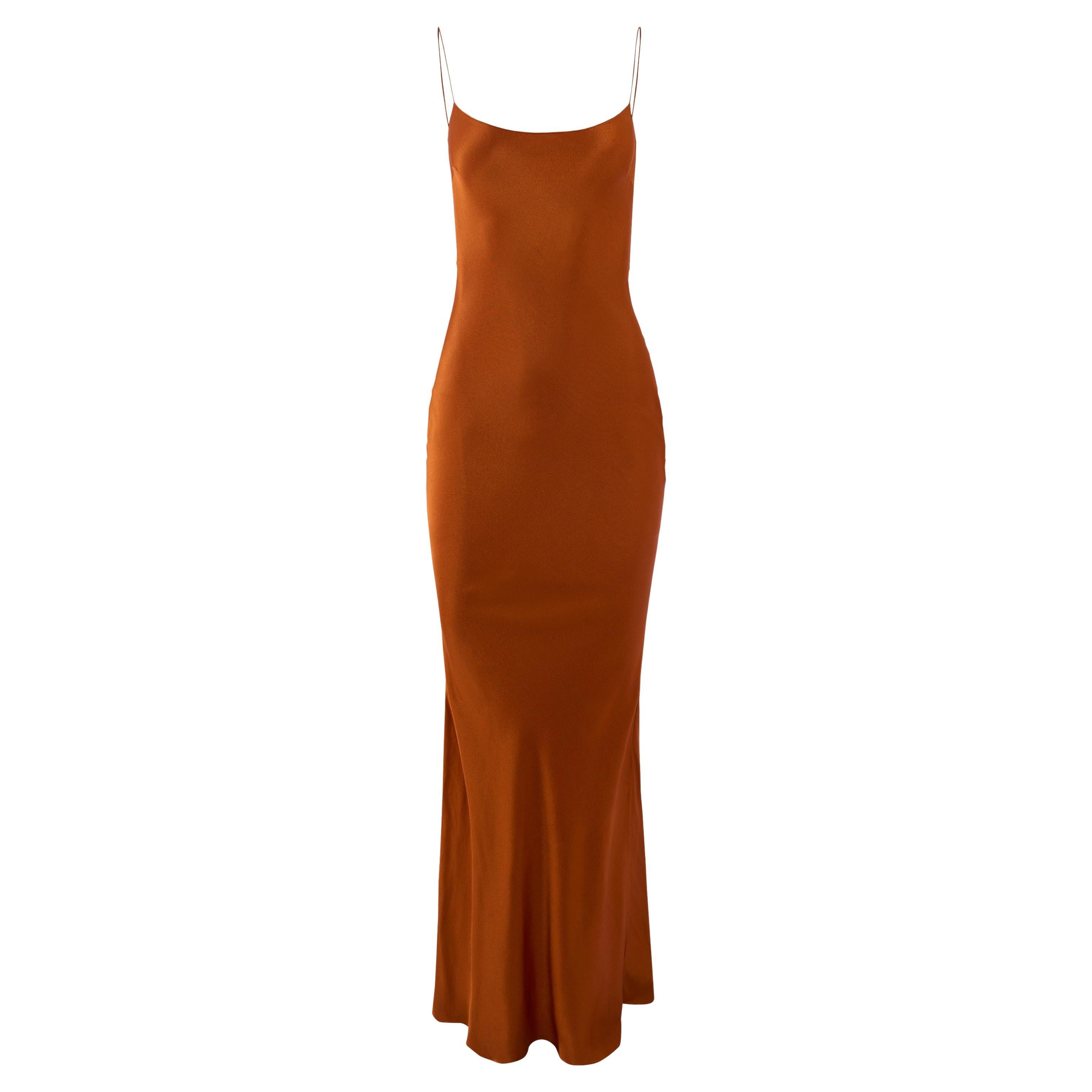 Vintage John Galliano F/W 1999 Robe en soie orange