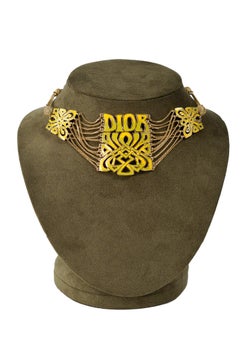 Vintage John Galliano for Christian Dior Art Nouveau Logo Choker Necklace 2005