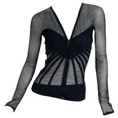 Vintage John Galliano for Christian Dior Black Tulle Cardigan Top