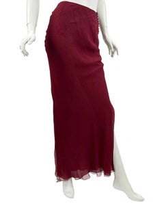 Vintage John Galliano for Christian Dior Gold Dusted Red Silk Long Skirt Size 6