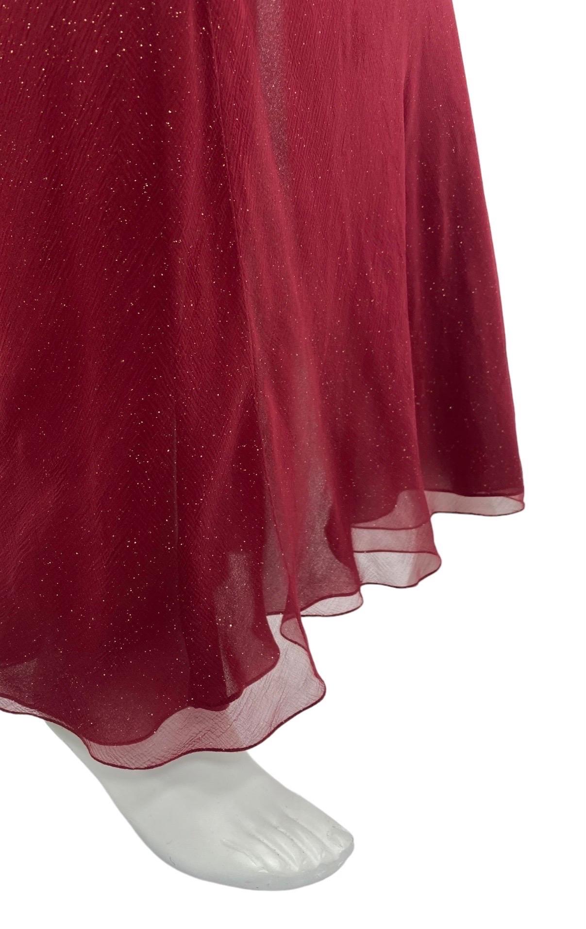 Women's Vintage John Galliano for Christian Dior Gold Dusted Red Silk Long Skirt Size 6 For Sale