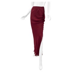 Vintage John Galliano for Christian Dior Falda larga de seda roja espolvoreada de oro Talla 6