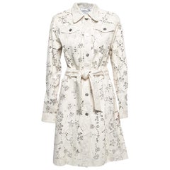 Trench vintage John Galliano for Christian Dior con taglio laser in pelle bianca