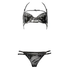 Vintage John Galliano für Christian Dior Silber Metallic Bikini 2003