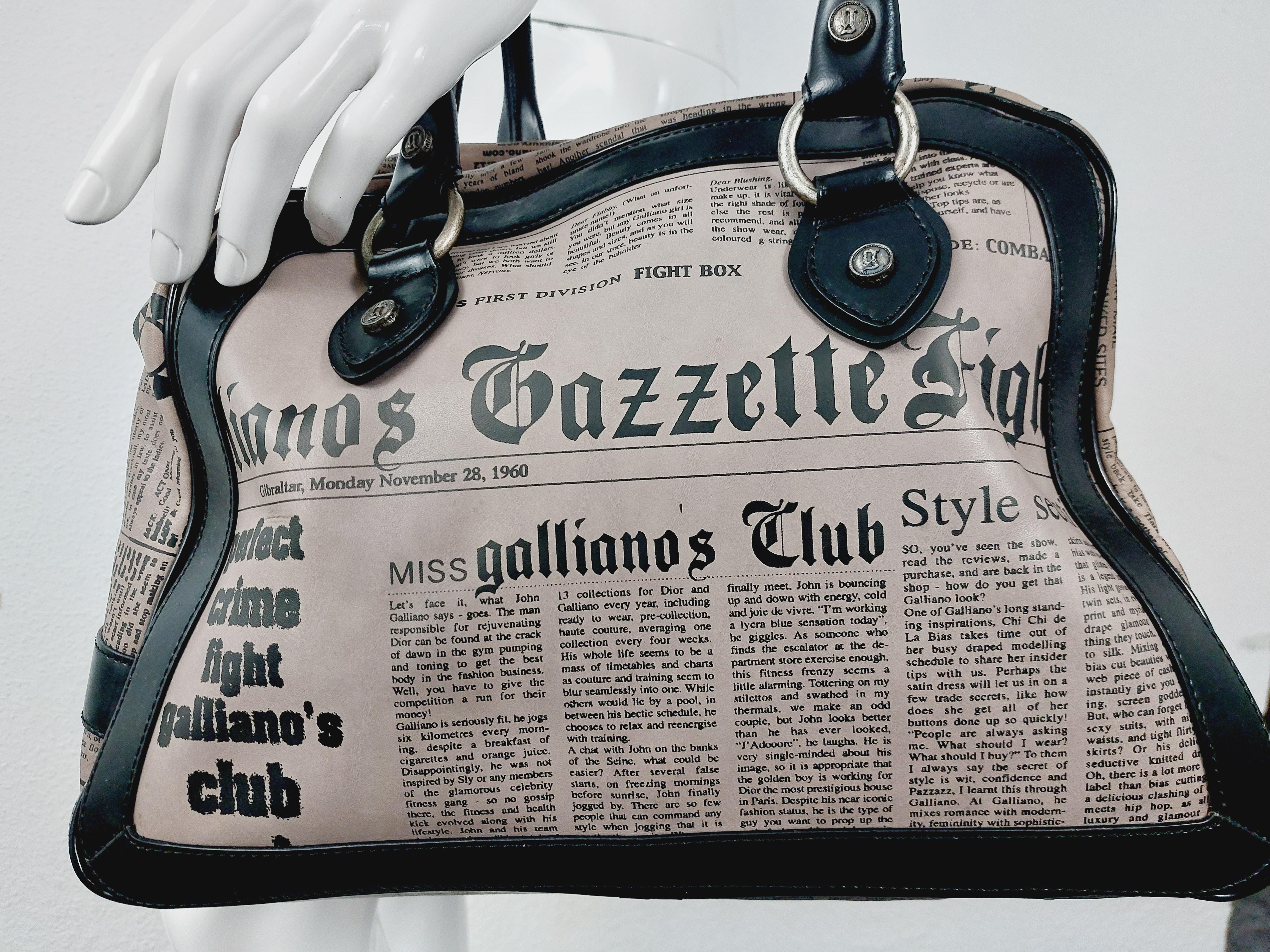 Vintage John Galliano Newspaper Gazette Iconic Y2K Handbag Bag For Sale 8