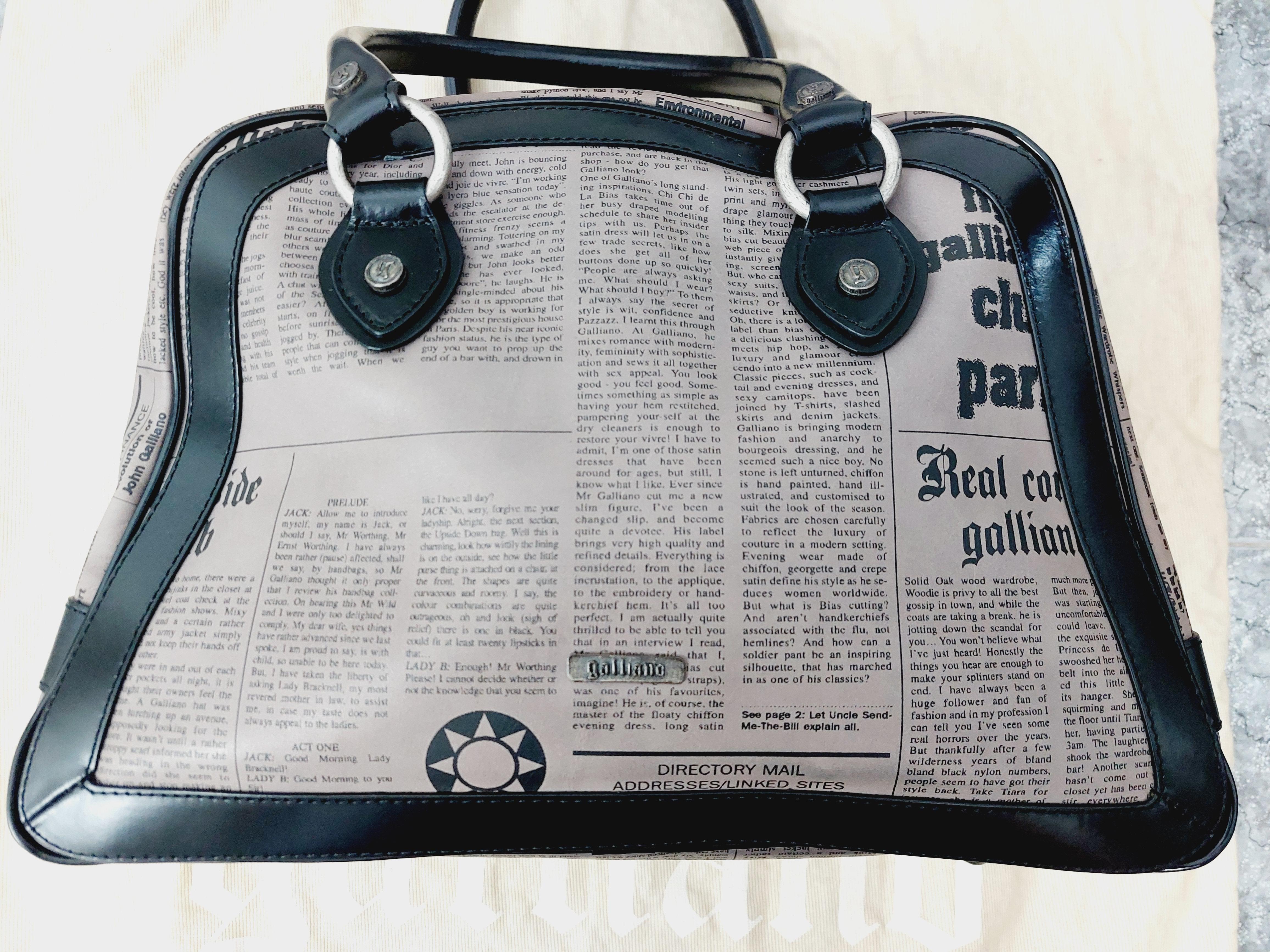 Vintage John Galliano Newspaper Gazette Iconic Y2K Handbag Bag For Sale 2