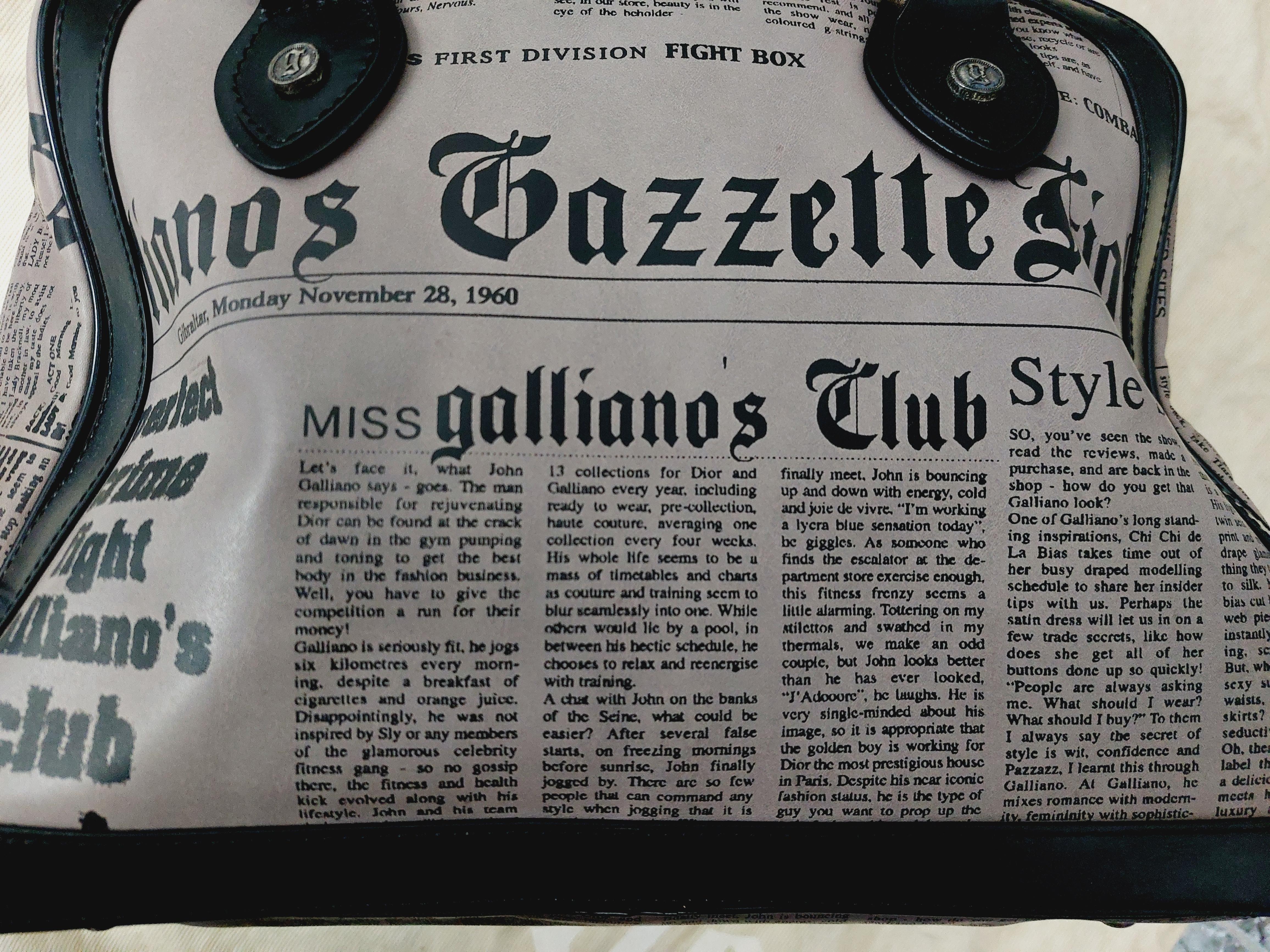 Vintage John Galliano Newspaper Gazette Iconic Y2K Handbag Bag For Sale 5