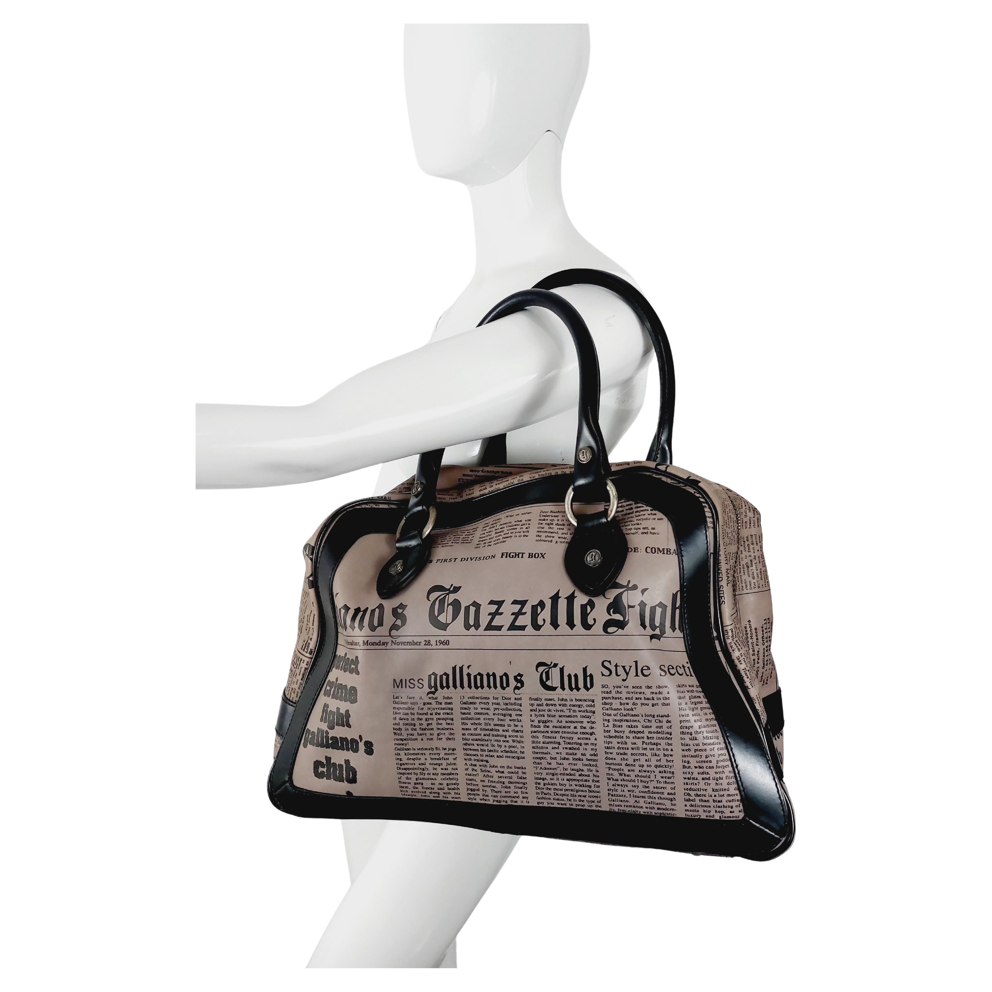 Vintage John Galliano Newspaper Gazette Iconic Y2K Handbag Bag For Sale