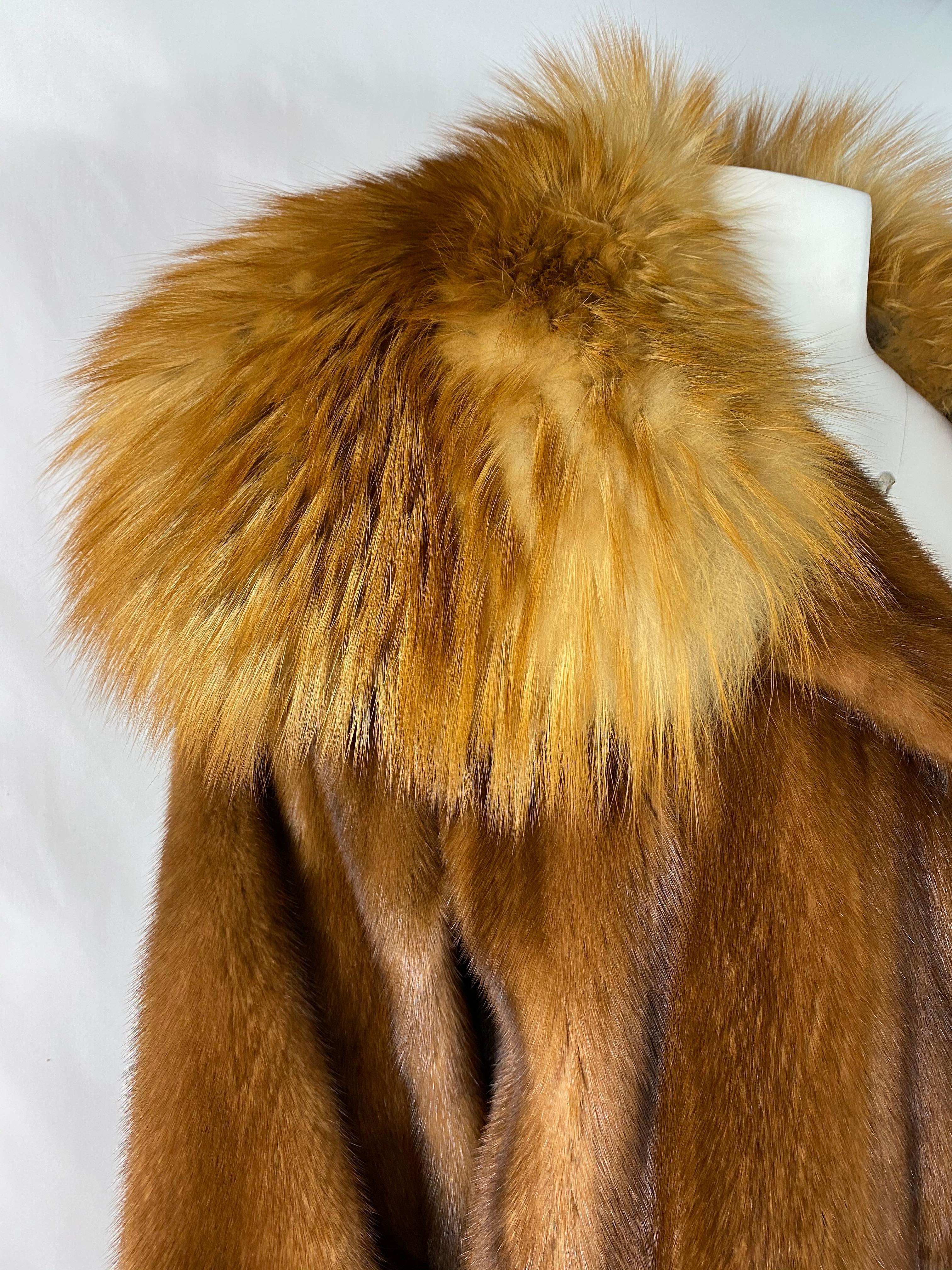 Vintage John Galliano Paris Brown Mink Fur Midi Coat Jacket For Sale 3