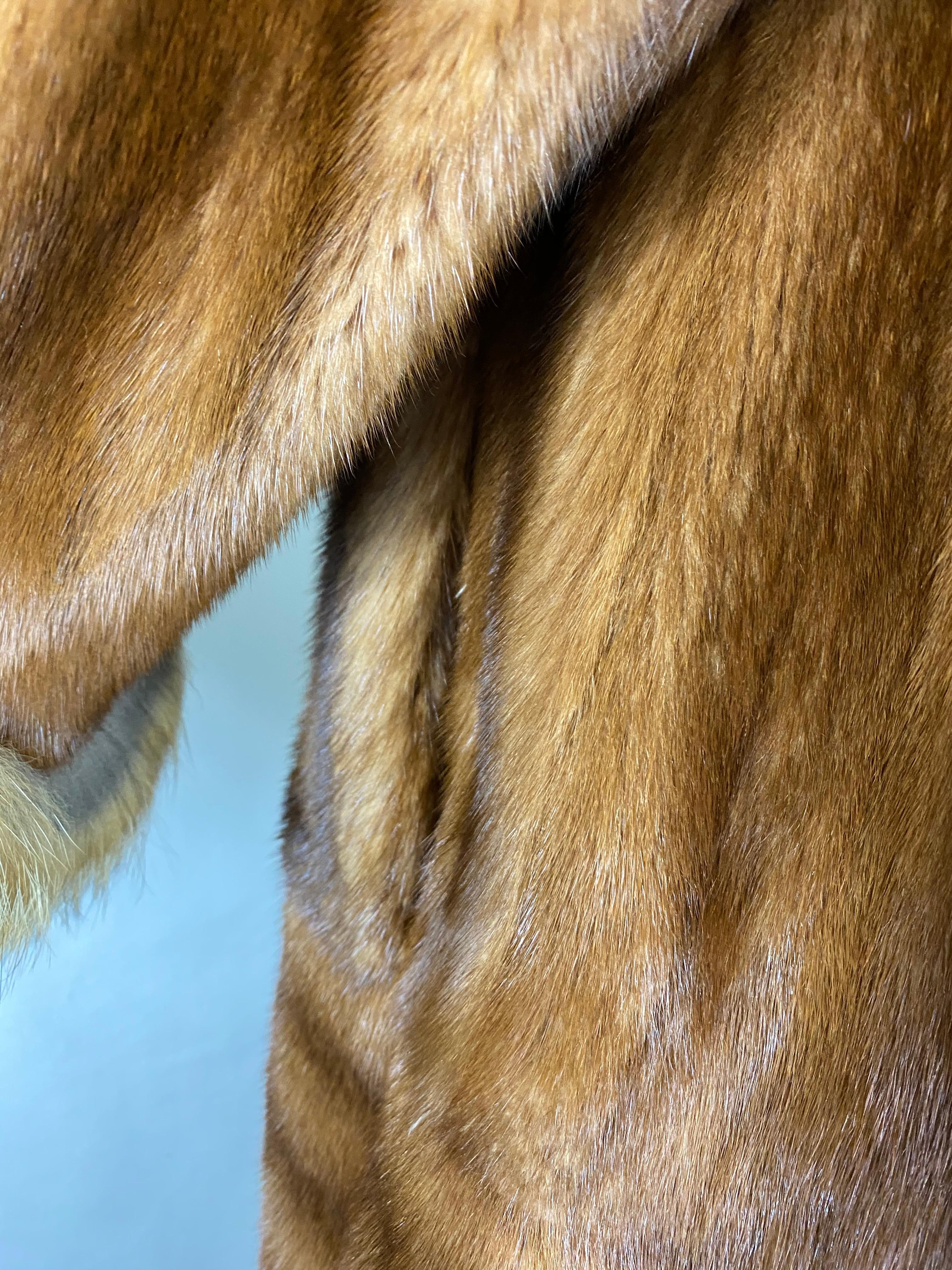 Vintage John Galliano Paris Brown Mink Fur Midi Coat Jacket In Excellent Condition For Sale In Beverly Hills, CA