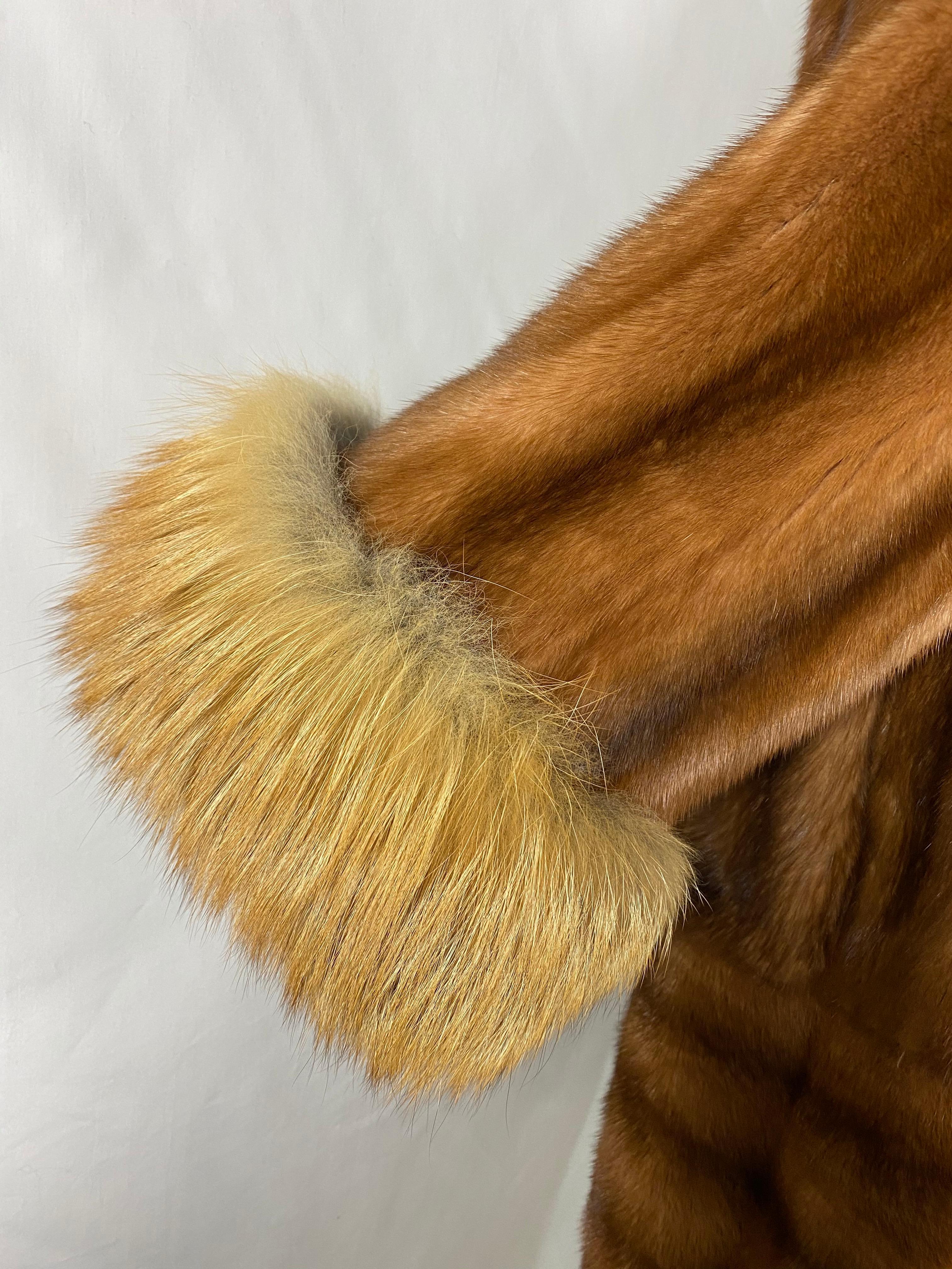 Women's Vintage John Galliano Paris Brown Mink Fur Midi Coat Jacket For Sale