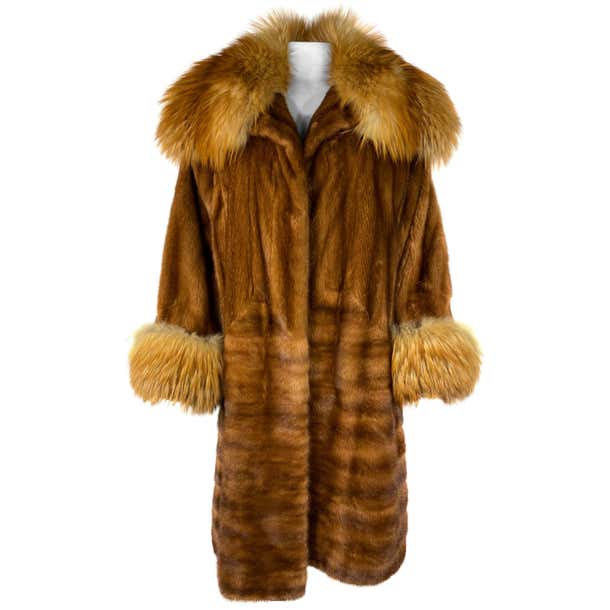 Vintage John Galliano Paris Brown Mink Fur Midi Coat Jacket For Sale at ...