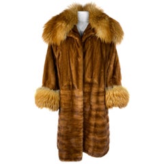 Retro John Galliano Paris Brown Mink Fur Midi Coat Jacket