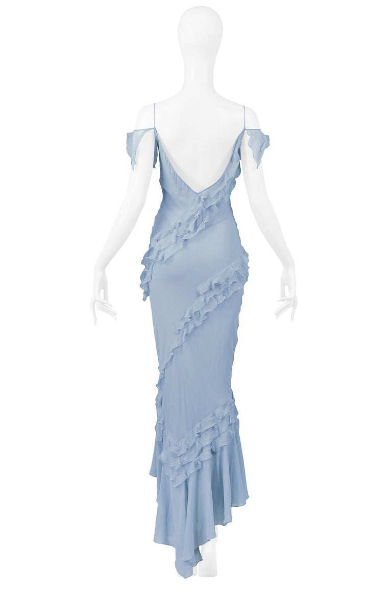 Vintage John Galliano Powder Blue Silk Chiffon Ruffle Dress at 1stDibs ...