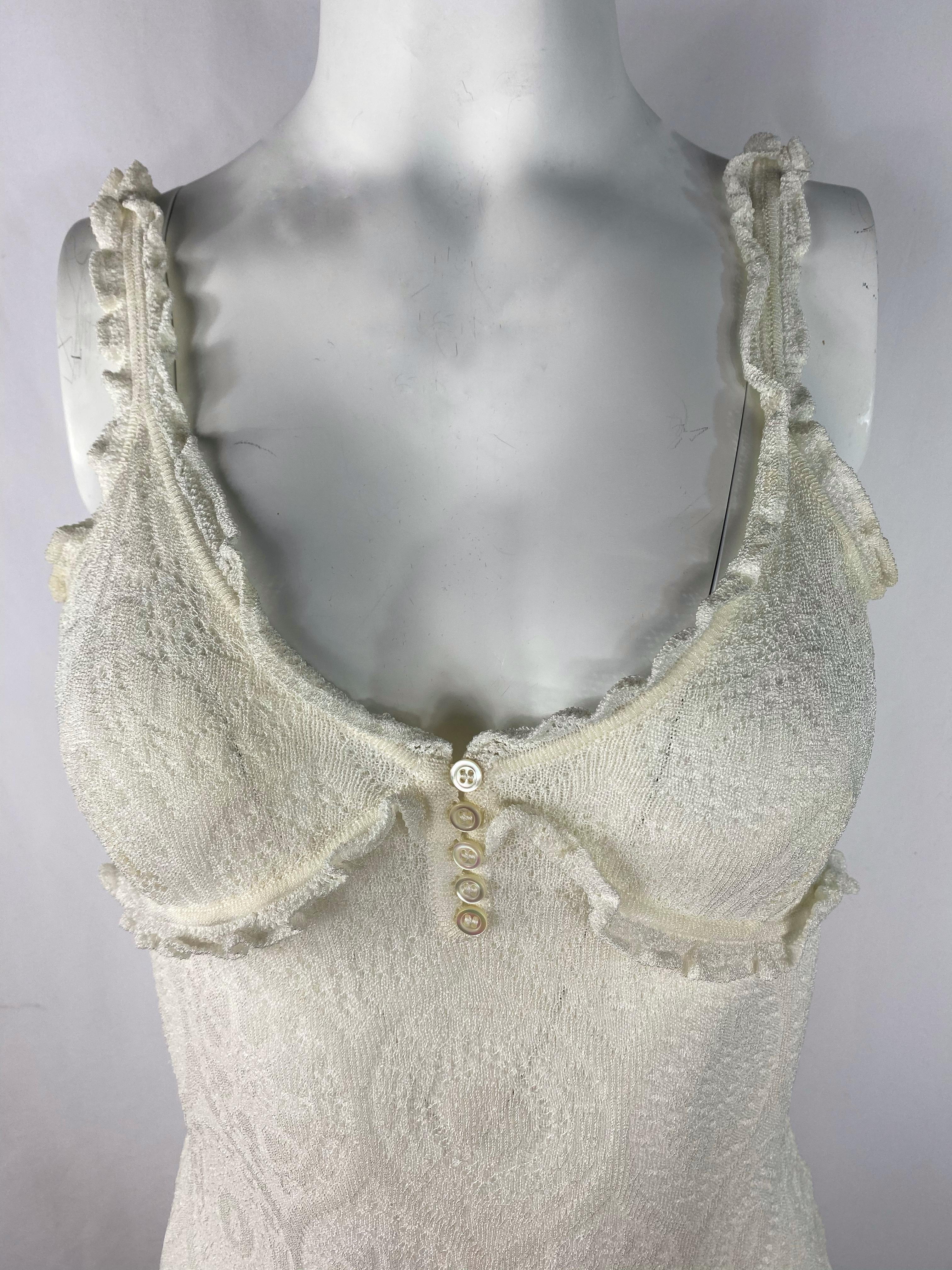 Vintage John Galliano Vestido de encaje blanco Gris