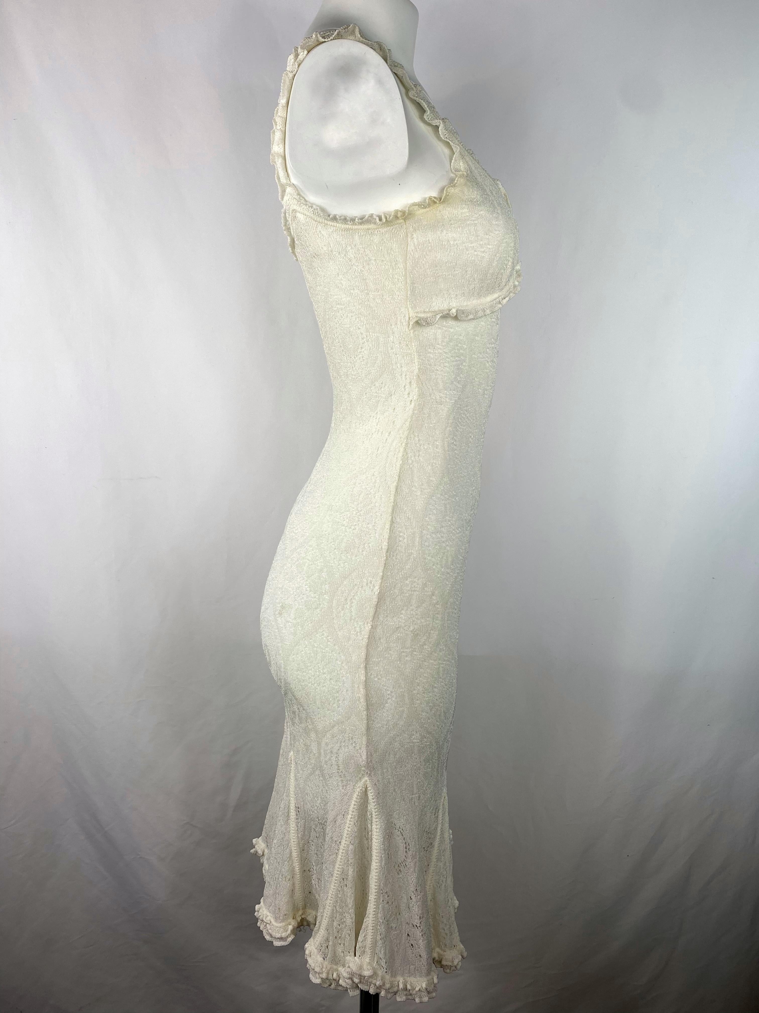 Vintage John Galliano Vestido de encaje blanco 1