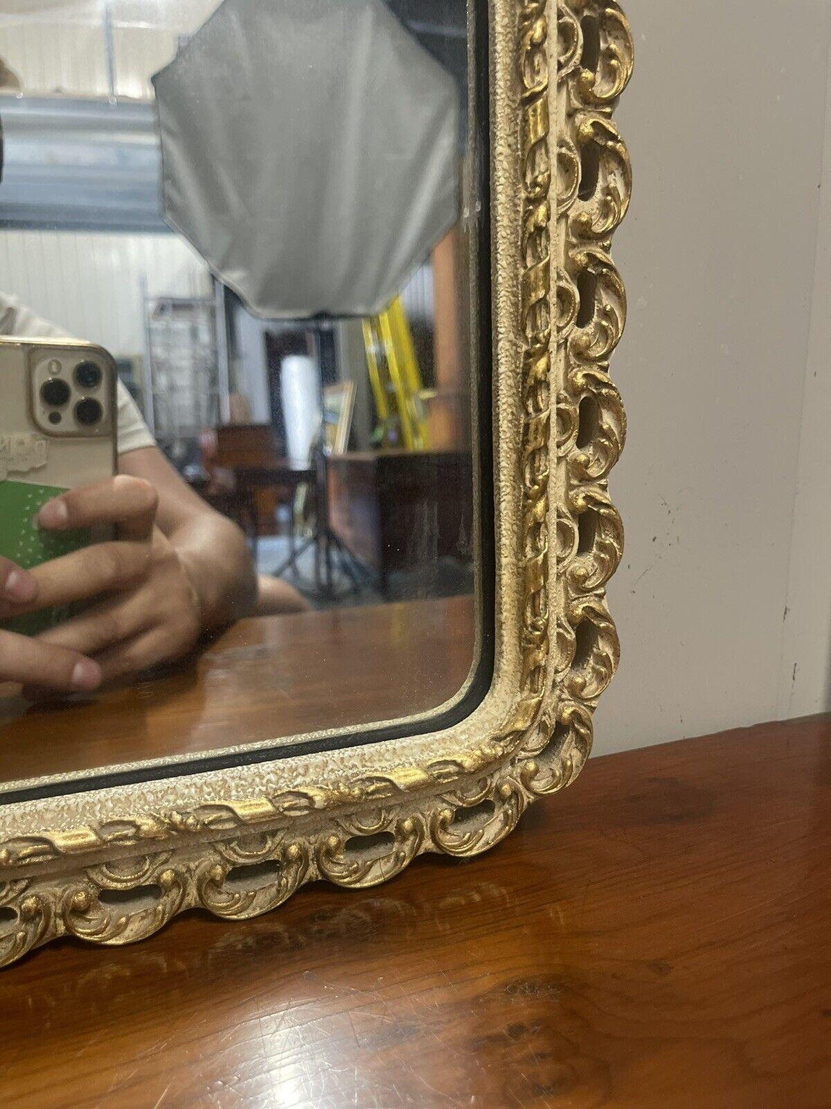 Mid-Century Modern Vintage John ''Halls Galvo'' Cream and Gold Gilt-wood Wall Mirror, 1950's For Sale