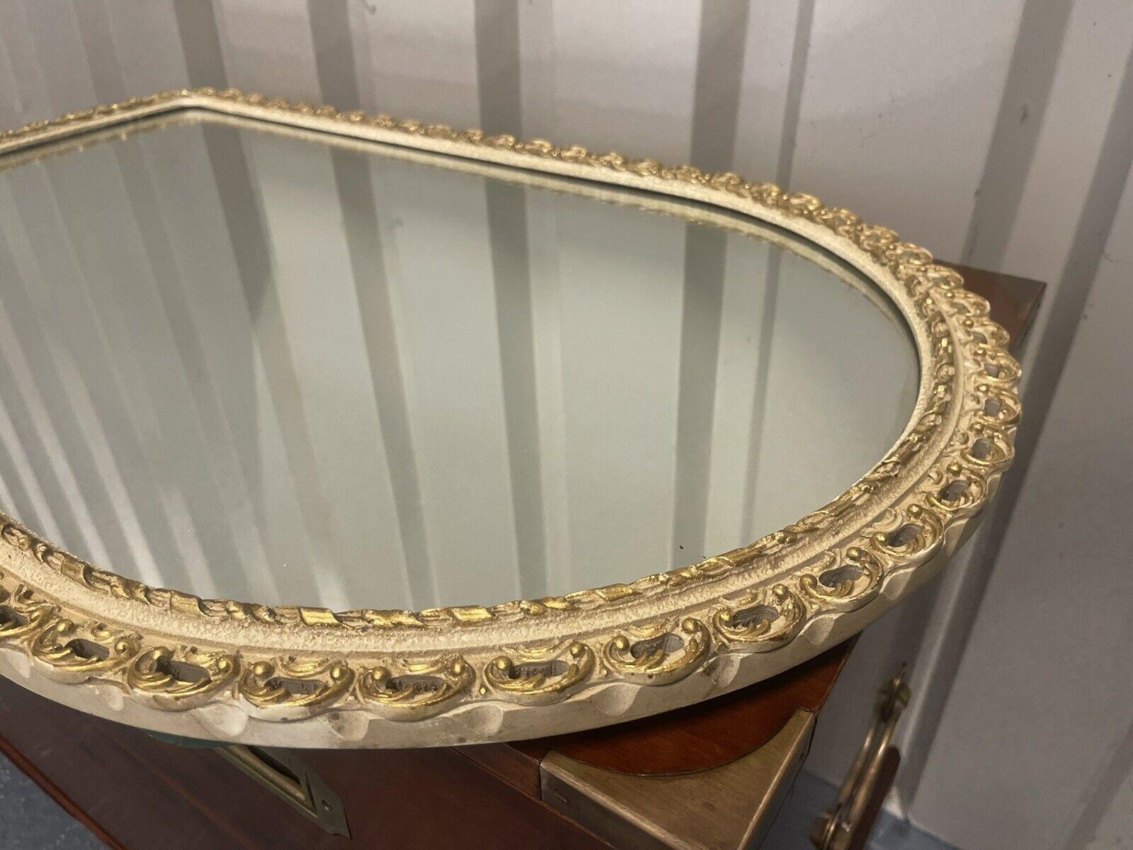 Vintage John ''Halls Galvo'' Cream and Gold Gilt-wood Wall Mirror, 1950's In Good Condition For Sale In Pulborough, GB