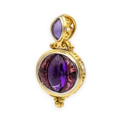 Vintage John Hardy 18K Yellow & White Gold Amethyst Gemstone Batu Sari Pendant