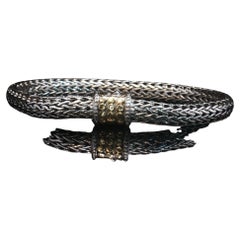 Vintage John Hardy 925 Sterling Silver 18K Gold Woven Chain Bracelet 7.75" 27.5g