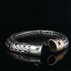 Vintage John Hardy Classic Chain 10mm 925 Silver & 18k Gold Bracelet 8"