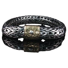 Vintage John Hardy Classic Chain 10mm 925 Silver & 18k Gold Bracelet 8"