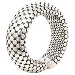 Bracelet manchette large et souple en argent sterling vintage John Hardy, motif « Dot »