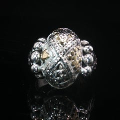 Vintage John Hardy Dot Sterling Silver 18K Gold Ring Band Sz 6.5 + Guard 18.1g