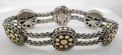 Vintage John Hardy Sterling Silver and 18 Karat Yellow Gold Bracelet