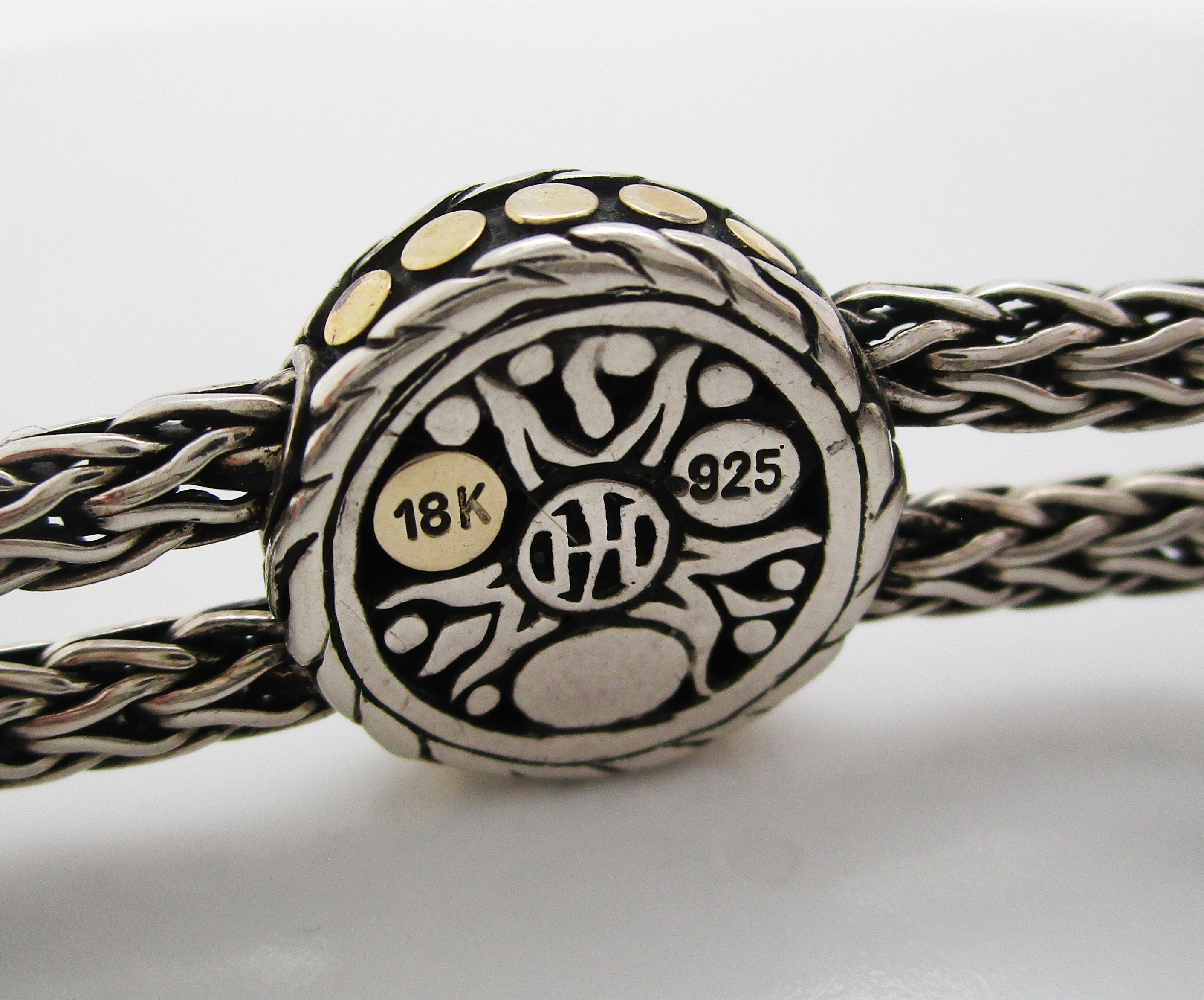 Vintage John Hardy Sterling Silver and 18 Karat Yellow Gold Bracelet 1