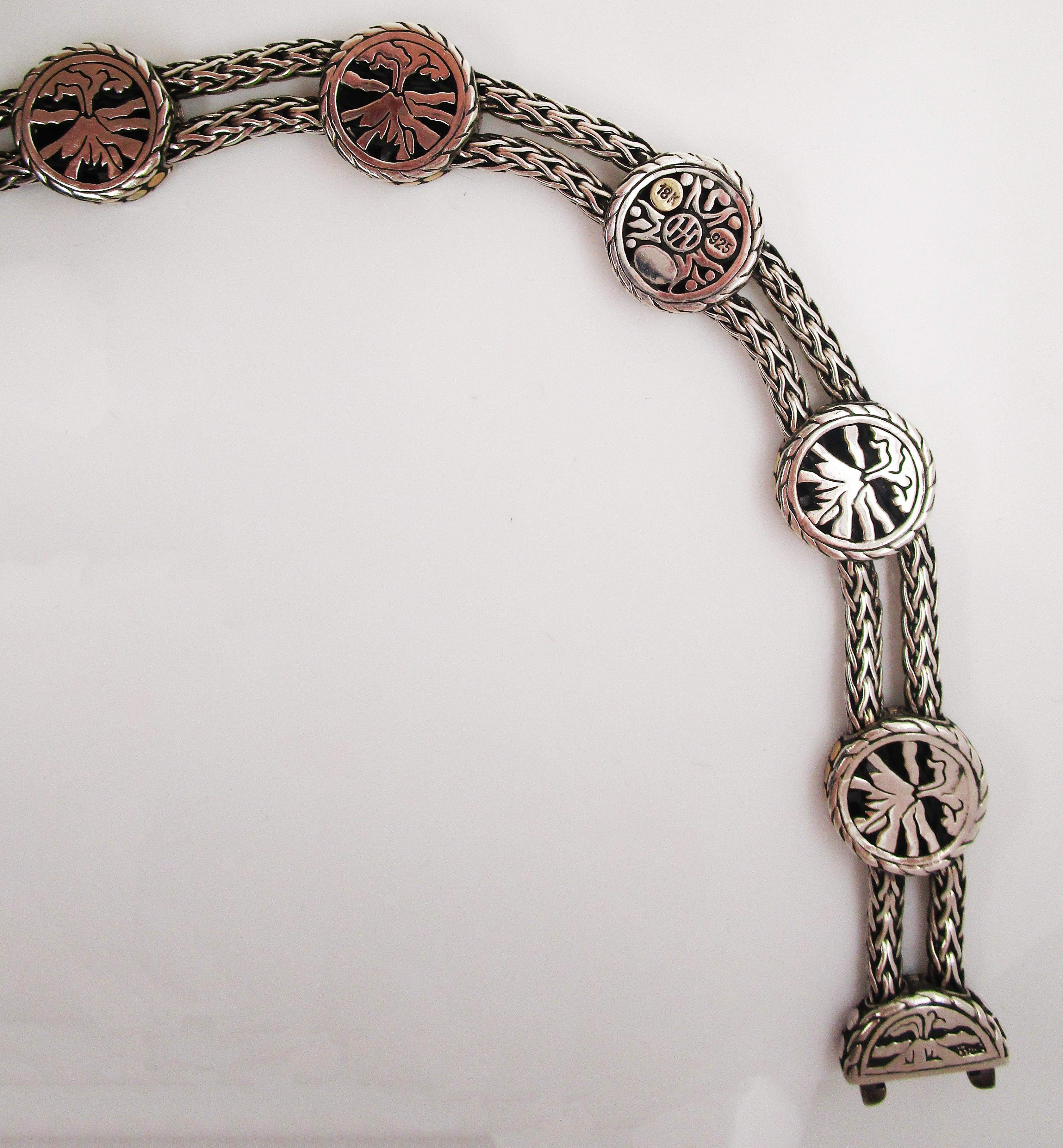 Vintage John Hardy Sterling Silver and 18 Karat Yellow Gold Bracelet 2