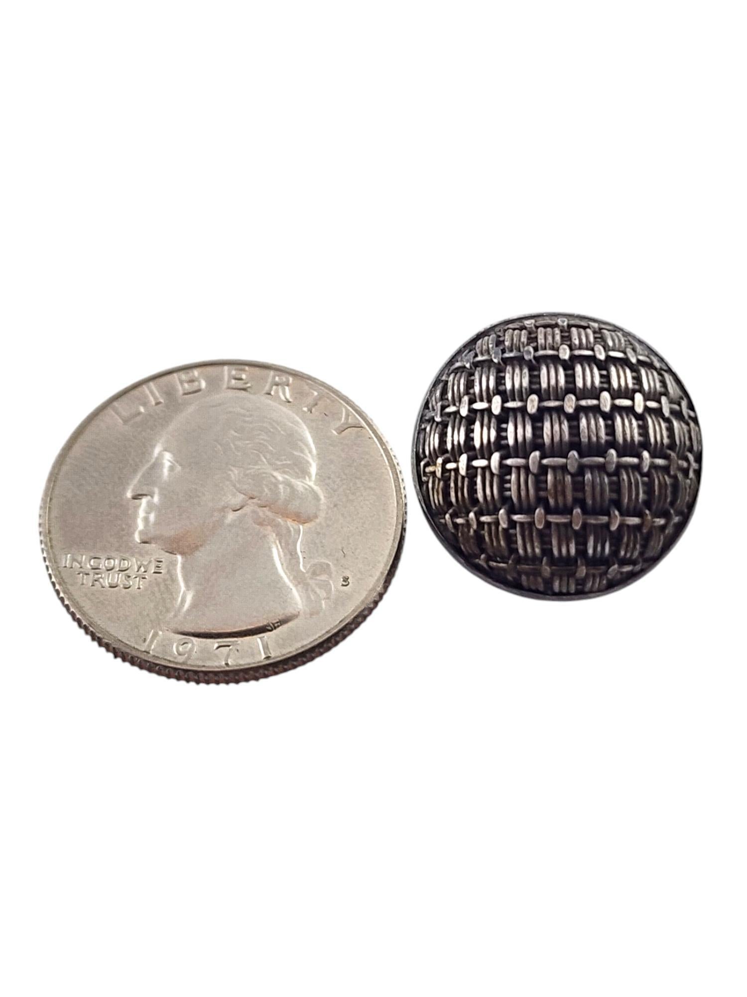 Vintage John Hardy Sterling Silver Set of 2 Basket Weave Buttons #19089 For Sale 2