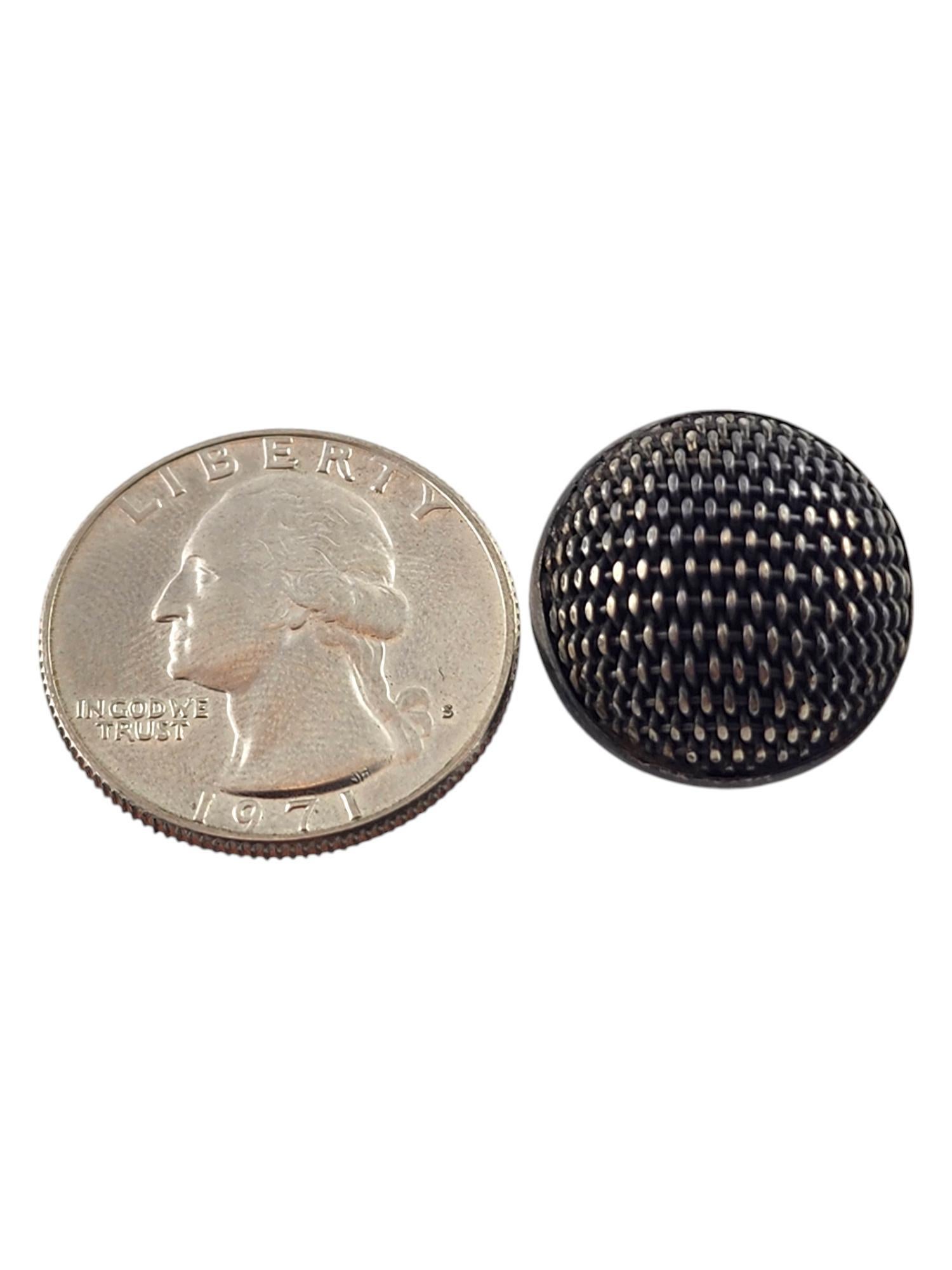 Vintage John Hardy Sterling Silver Set of 2 Basket Weave Buttons #19091 For Sale 1