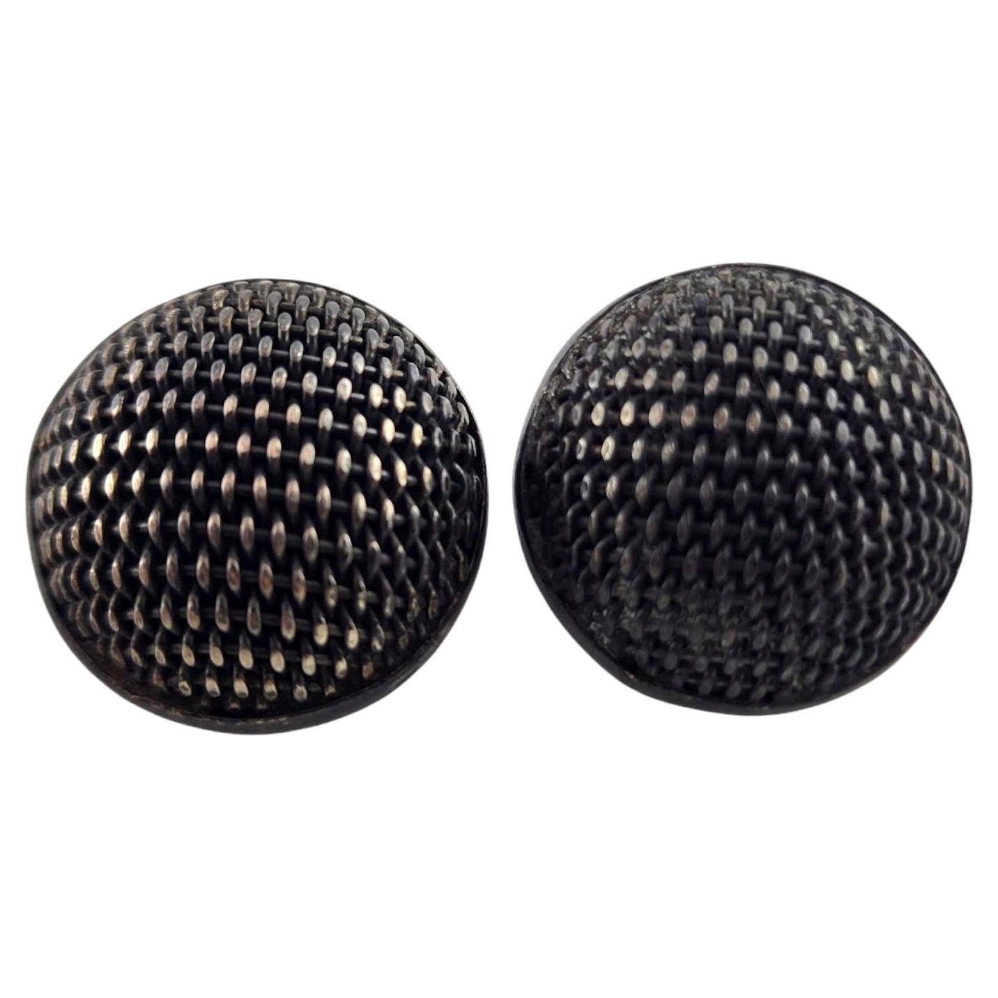 Ensemble de 2 boutons de tissage panier vintage John Hardy en argent sterling n°19091