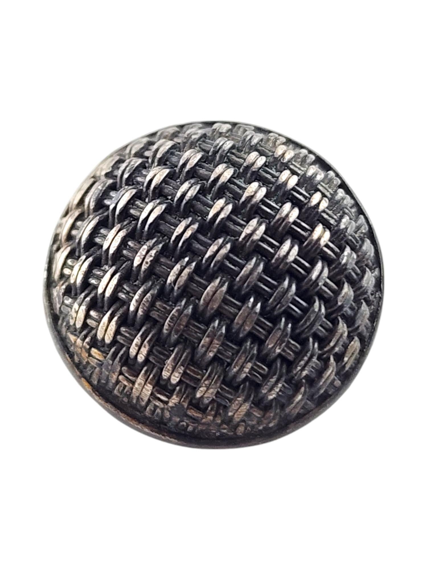 Vintage John Hardy Sterling Silver Set of 3 Basket Weave Buttons #19090 In Good Condition For Sale In Washington Depot, CT