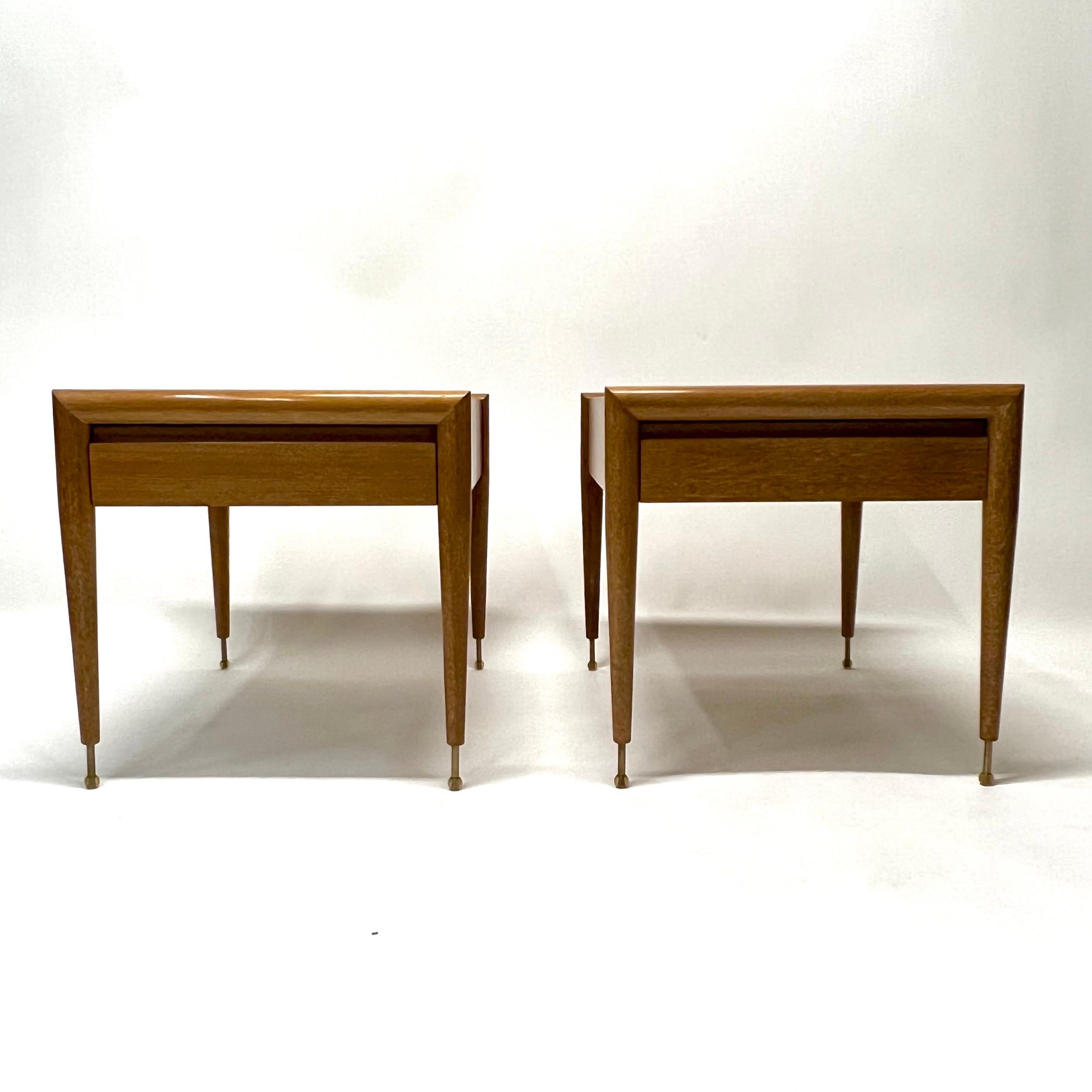Vintage John Keal Bleached Mahogany Side Tables for Brown Saltman, c1950s In Good Condition In Oakland, CA