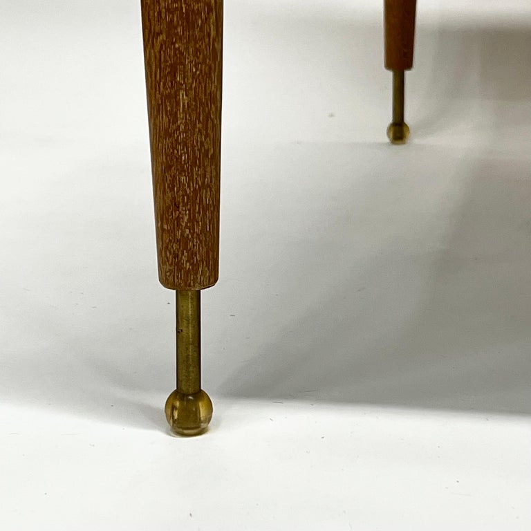 Brass Vintage John Keal Bleached Mahogany Side Tables for Brown Saltman, c1950s For Sale