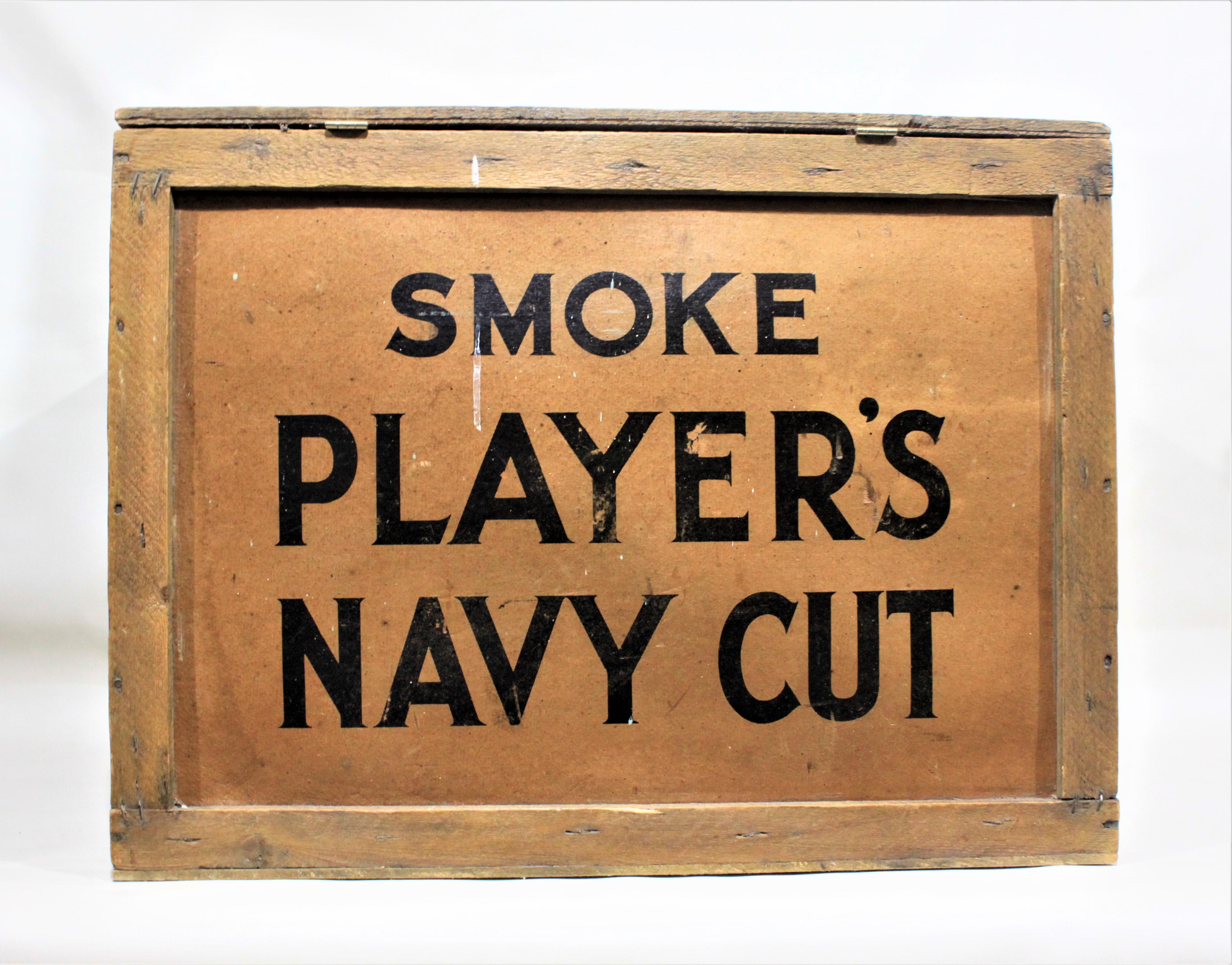 Mid-Century Modern Vintage John Players Navy Cut Cigarette Advertising Shipping Crate or Box For Sale