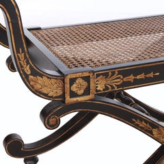 Vintage John Richard Neoclassical Ebonized & Stenciled Savonarola Chair 20thC