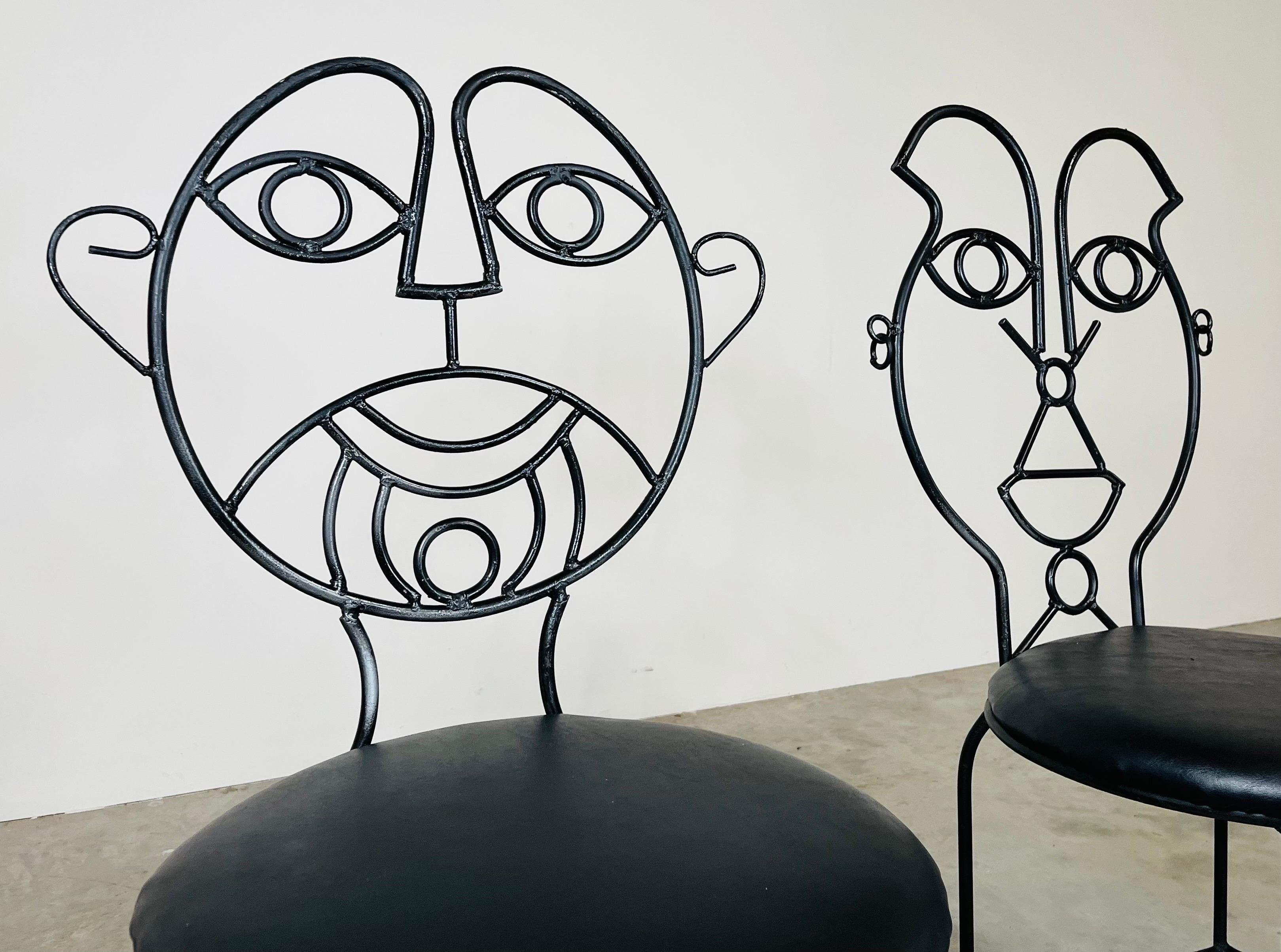 Esstisch & Stühle aus massivem Eisen im John Risley-Stil, His & Hers Face 4