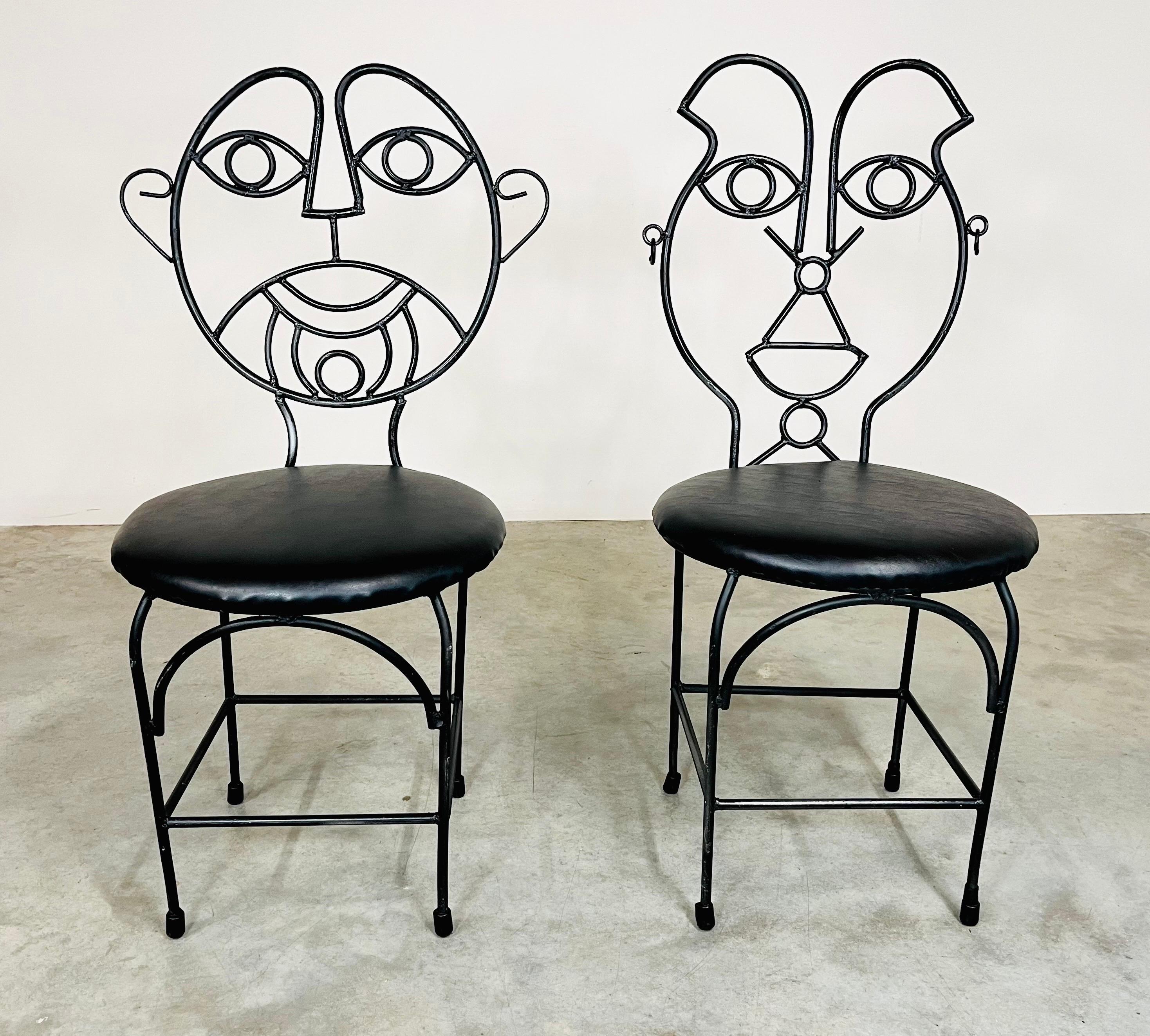 Esstisch & Stühle aus massivem Eisen im John Risley-Stil, His & Hers Face 1