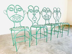 Vintage John Risley Style Solid Iron His & Hers Face Patio Chairs