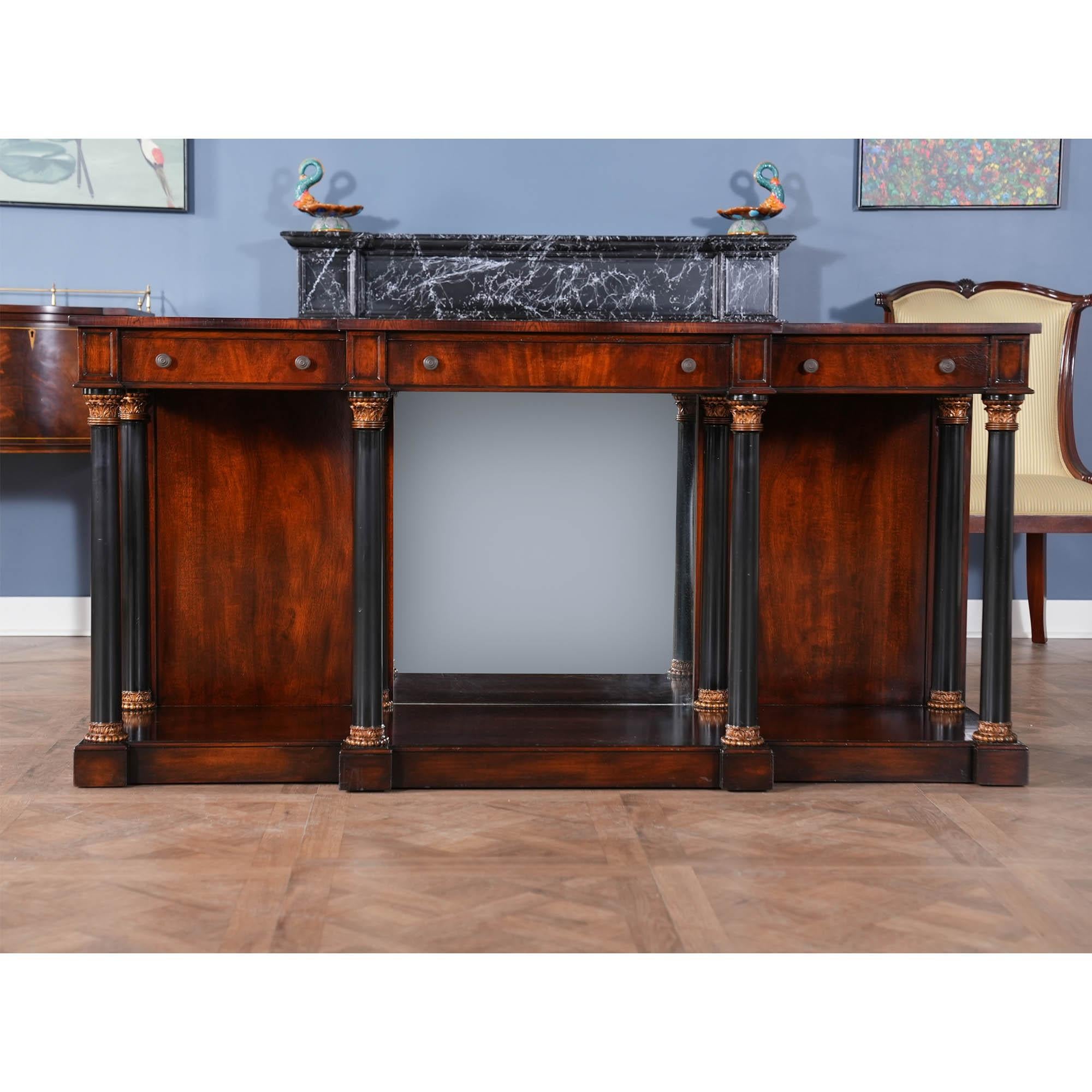 From Niagara Furniture a Vintage John Scalia Console Table in excellent original, as found, condition, although the top has been French polished to give the piece a fresh look.

The Vintage John Scalia Console Table has all of the bells and whistles