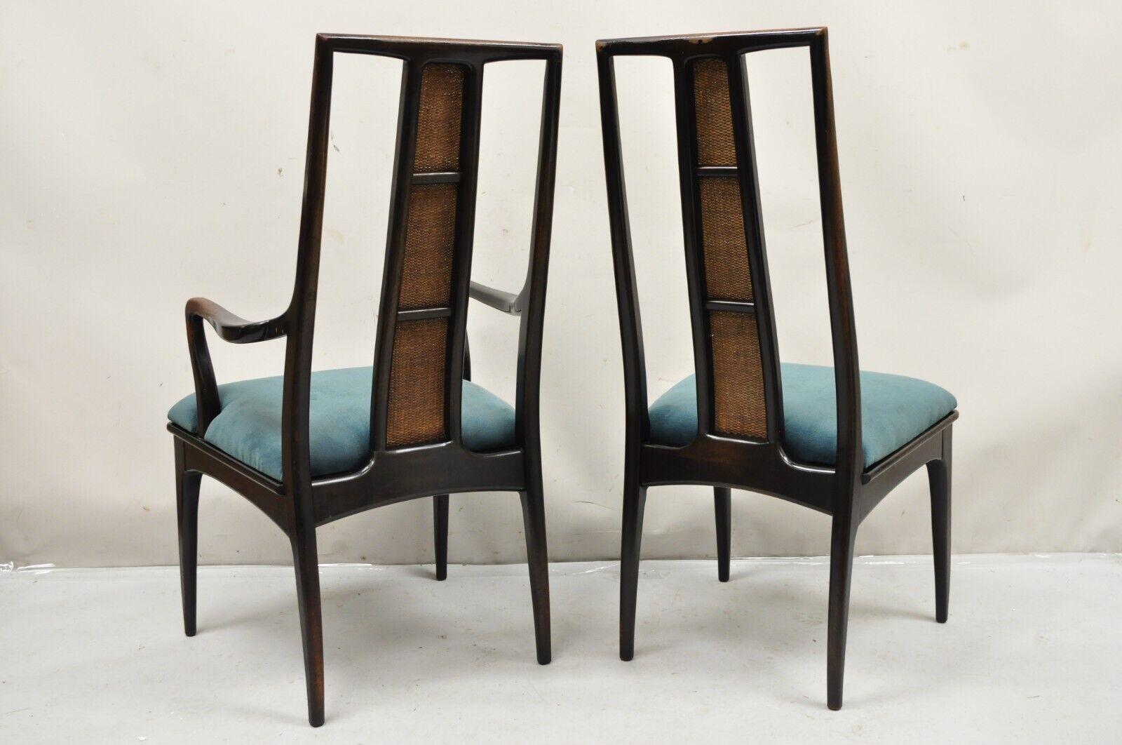 Mid-Century Modern Chaises de salle à manger asiatiques modernes du milieu du siècle dernier à dossier canné John Stuart, lot de 10 en vente