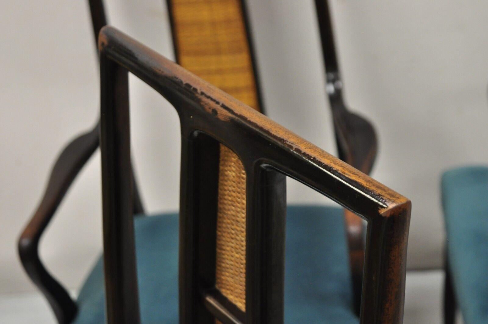 Chaises de salle à manger asiatiques modernes du milieu du siècle dernier à dossier canné John Stuart, lot de 10 Bon état - En vente à Philadelphia, PA