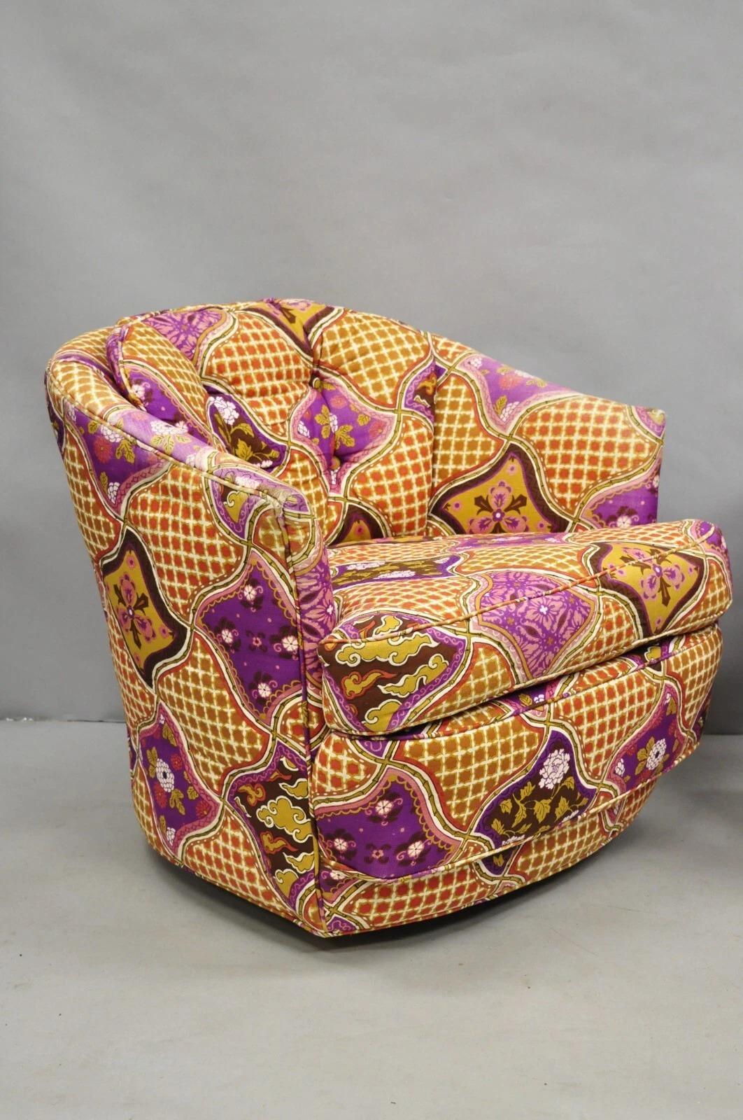 Vintage John Stuart Mid Century Modern Purple Barrel Back Club Lounge Chair Pair en vente 5