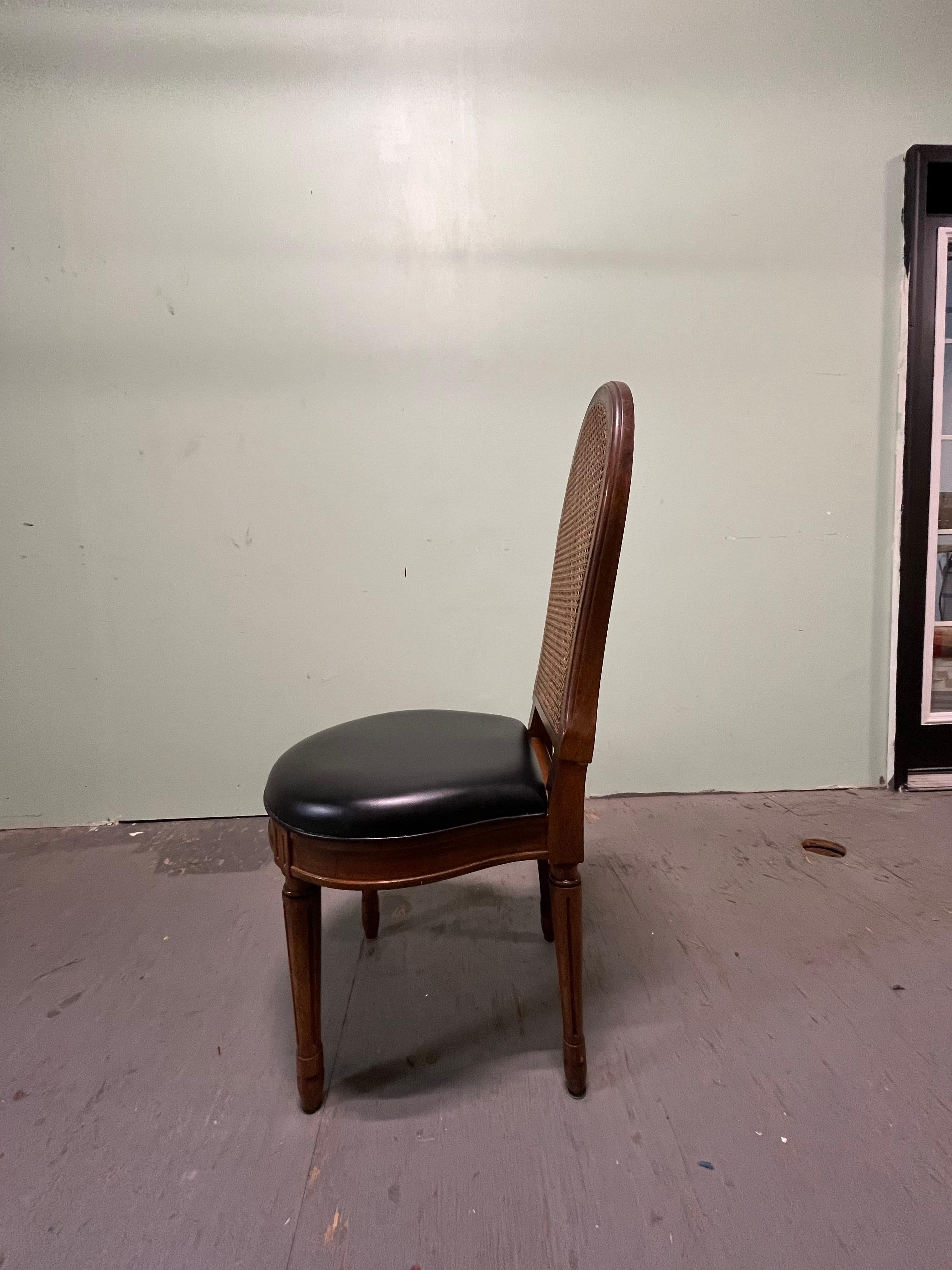 20th Century Vintage John Stuart Provincial Cane Back and Leather Dining Chairs For Sale