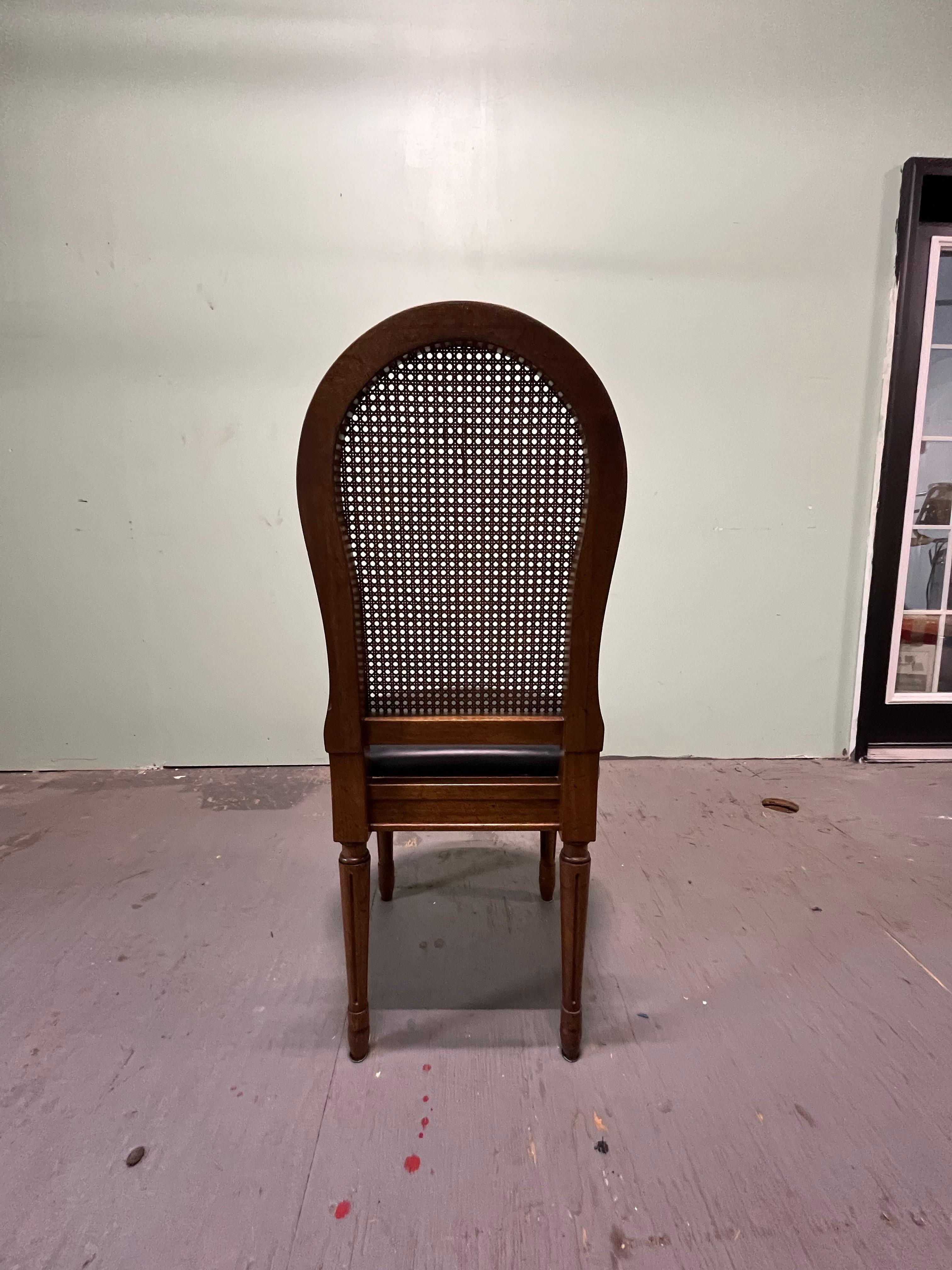 Vintage John Stuart Provincial Cane Back and Leather Dining Chairs For Sale 2