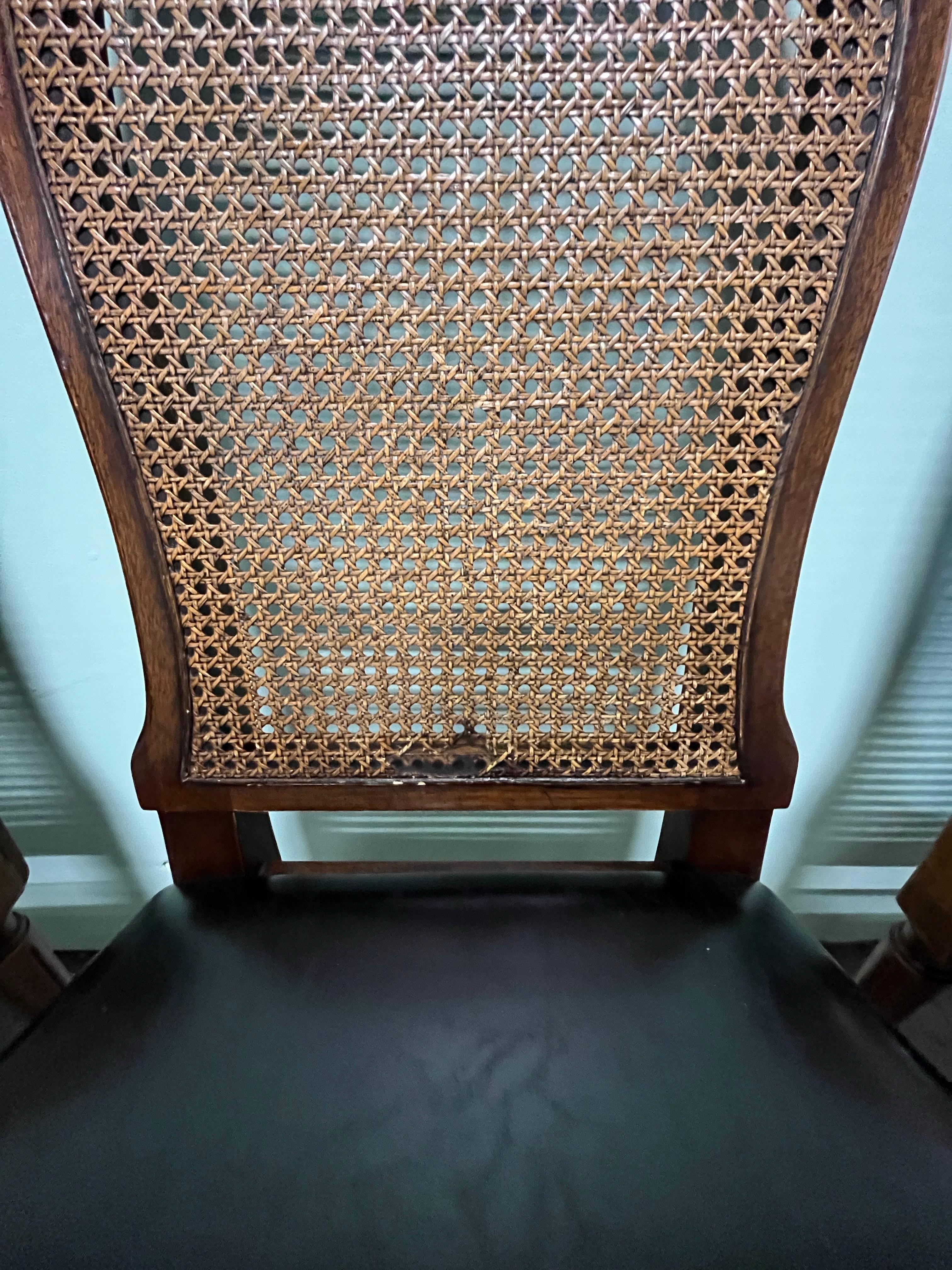 Vintage John Stuart Provincial Cane Back and Leather Dining Chairs For Sale 3